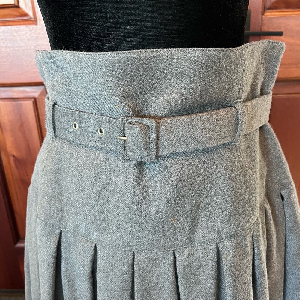 Vintage Neiman Marcus Wool High Waist Yoke Full Pleated Maxi Skirt France Sz 10 - Picture 2 of 11